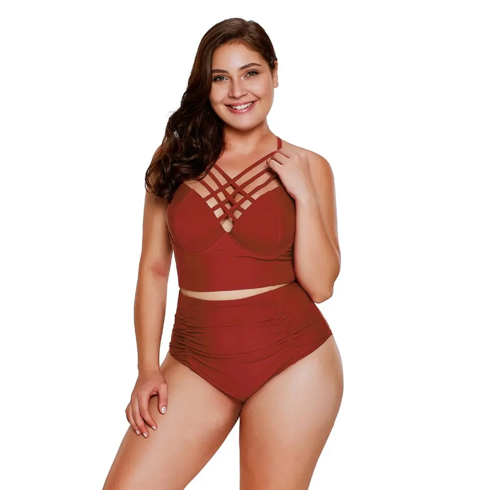 Red-Strappy-Neck-Detail-High-Waist-Swimsuit-LC410334-3-4