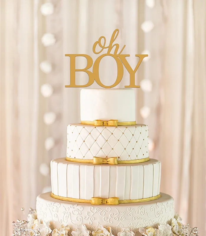 Дерево или акрил &quotOh Boy&quot торт Топпер для ребенка душ украшения детей день