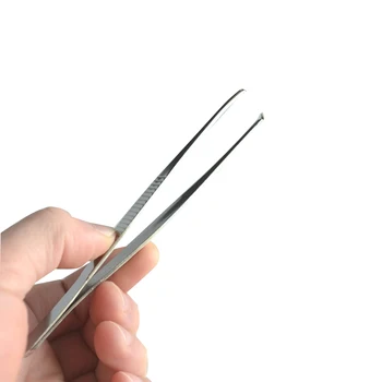 

2 Pcs Medical High Precision Straight Stainless Steel Tweezers Thick Round Anti-skid Teeth Clamp