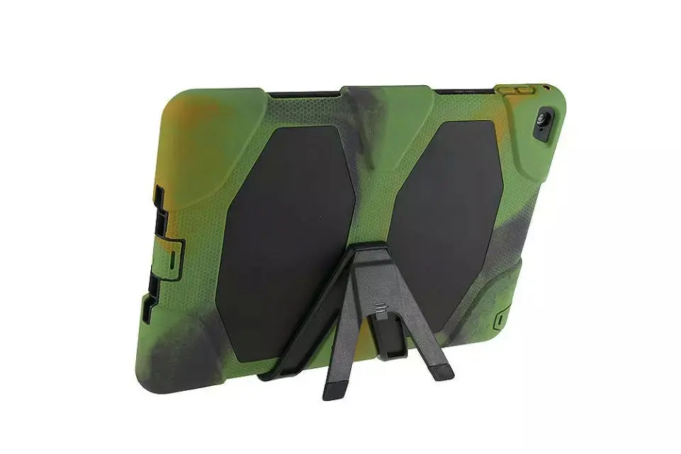 For Apple iPad Air 2 / iPad 6 Shockproof Armor Hybrid Defender Kickstand Case Cover W/ Bulit-in Front Protective Film