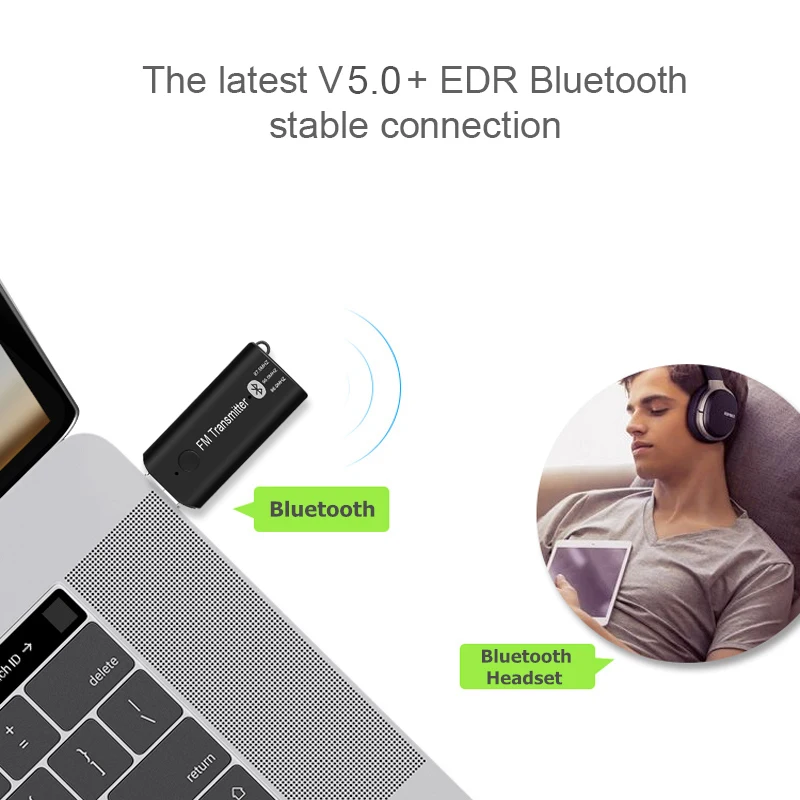 Автомобильный USB передатчик KEBIDU, Bluetooth, 3,5 мм, Bluetooth, 5,0, EDR, беспроводной адаптер, FM автомобильный комплект, Handsfree, для iPhone, samsung, Android