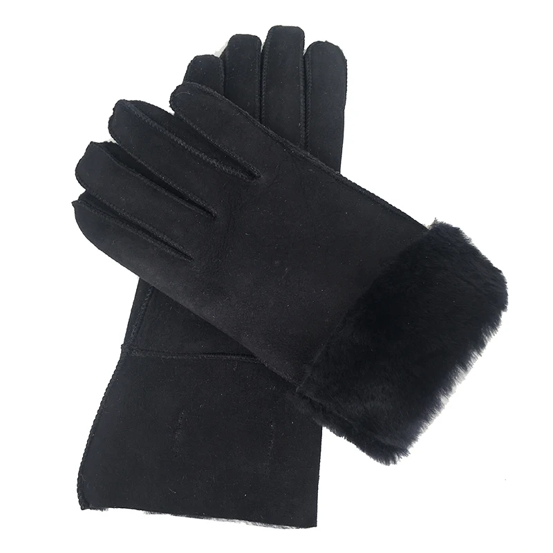 Высокое качество перчатки бежевые Теплые Перчатки Элегантные Для женщин из натуральной кожи перчатки осень и зима Термальность Горячие
