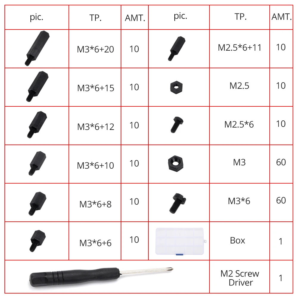 2 комплекта 210 шт Ассорти M3 M2.5 нейлоновые шурупы гайка натяжители для Arduino Raspberry Pi DIY самолет FPV RC Дрон PC Mods