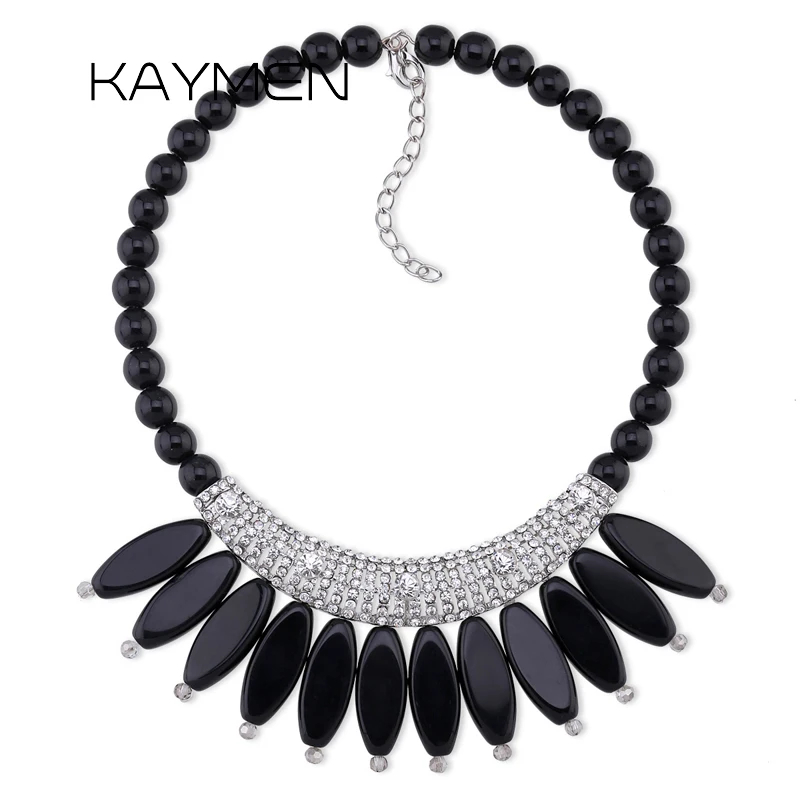 

New Arrivals Women's Crystals Choker Necklace Golden or Silver Plated Inlaid Rhinestones Strands Beads Chains Statement Necklace