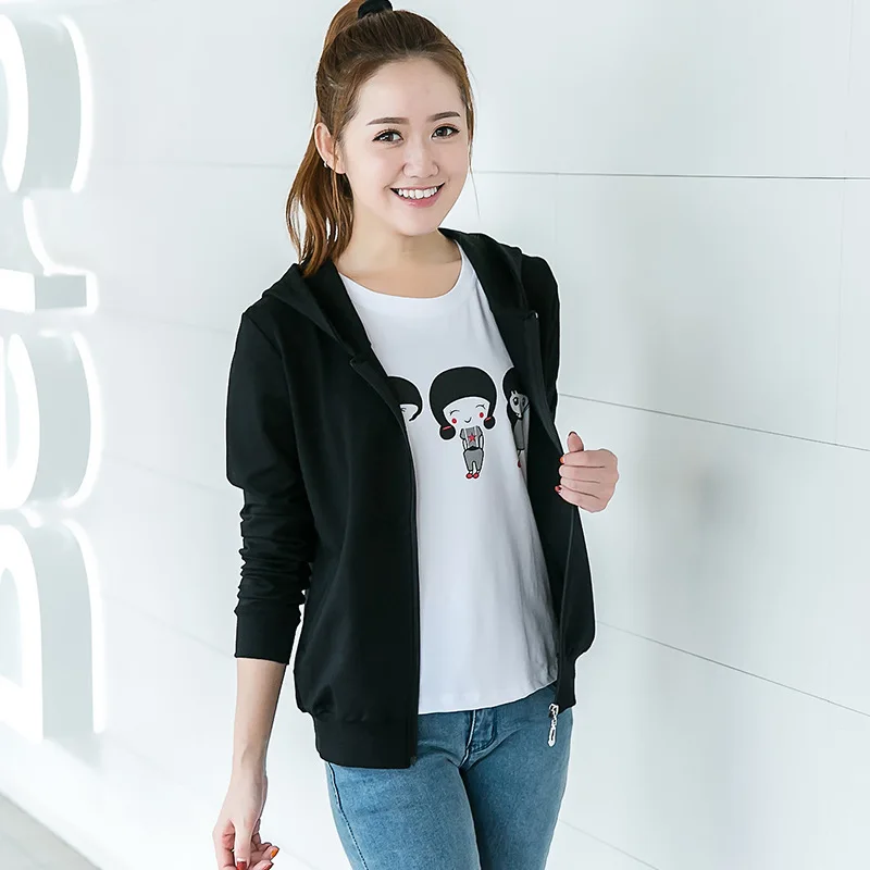 

2019 Spring and Autumn Women's Candy Color Slimming Hooded Long-sleeved Cardigan Jacket