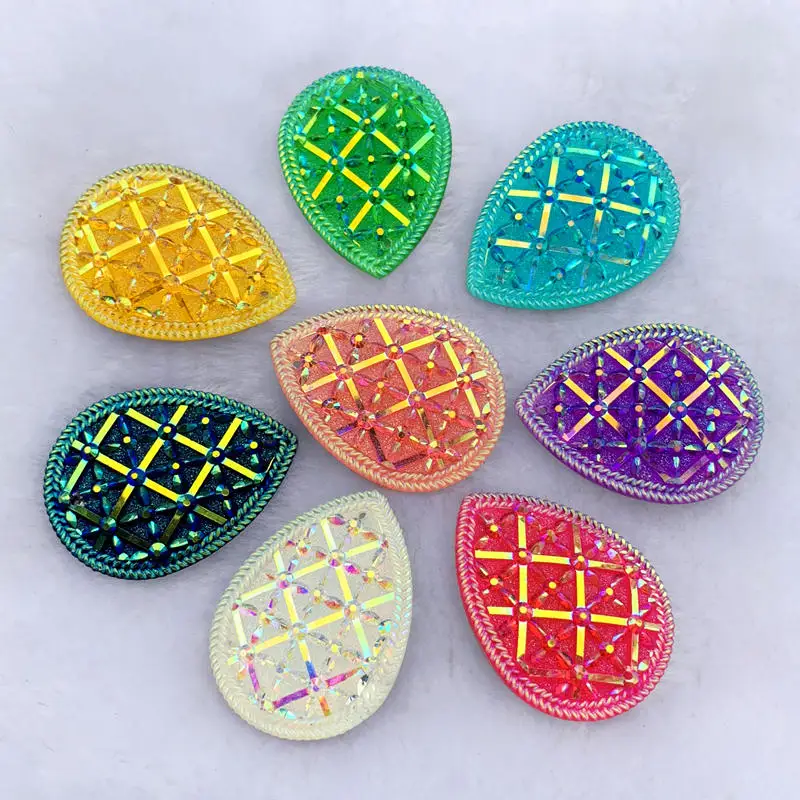 

Mesh surface 30*40mm Teardrop Shape Sew On Rhinestone Beads Sewing On Strass Marquise Stones Two Holes 30pcs -A21*5