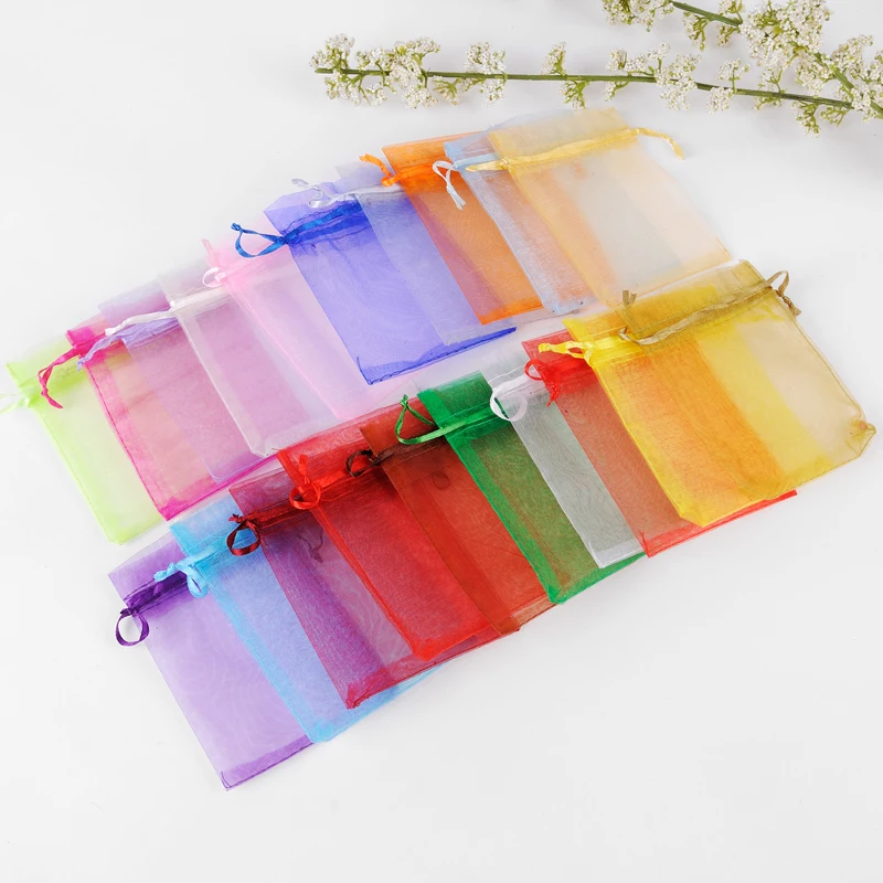 7x9cm Organza Jewelry Popular Gift Bags Cheap Wedding Gift Bag Tulle Favor Sack Customized Logo ...