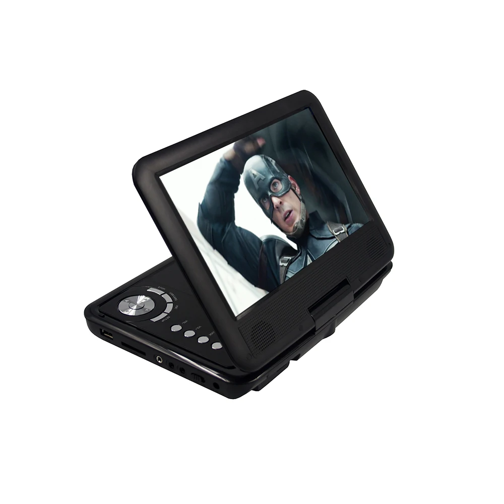  LONPOO Portable 9 inch DVD Player Swivel Screen Car charger USB SD Card Earphone TV FM Rechargeable