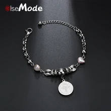 ELSEMODE религиозный святой Бенедикт нурсии католицизма регулируемые жемчужные браслеты и браслет из нержавеющей стали для женщин милые ювелирные изделия