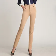 New Summer Women Pants Capris Woman Solid Mid-Waist Slimming Capris Pants Cotton Blended Skinny Penci Pants Female Trouser Black