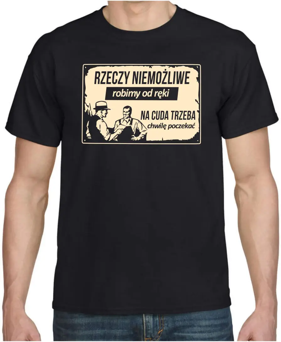 

RZECZY NIEMOZLIWE... PRL Meska Zabawna Koszulka Polska Koszulki Polski Print T-Shirt Men Summer Style T Shirt Hot Sale