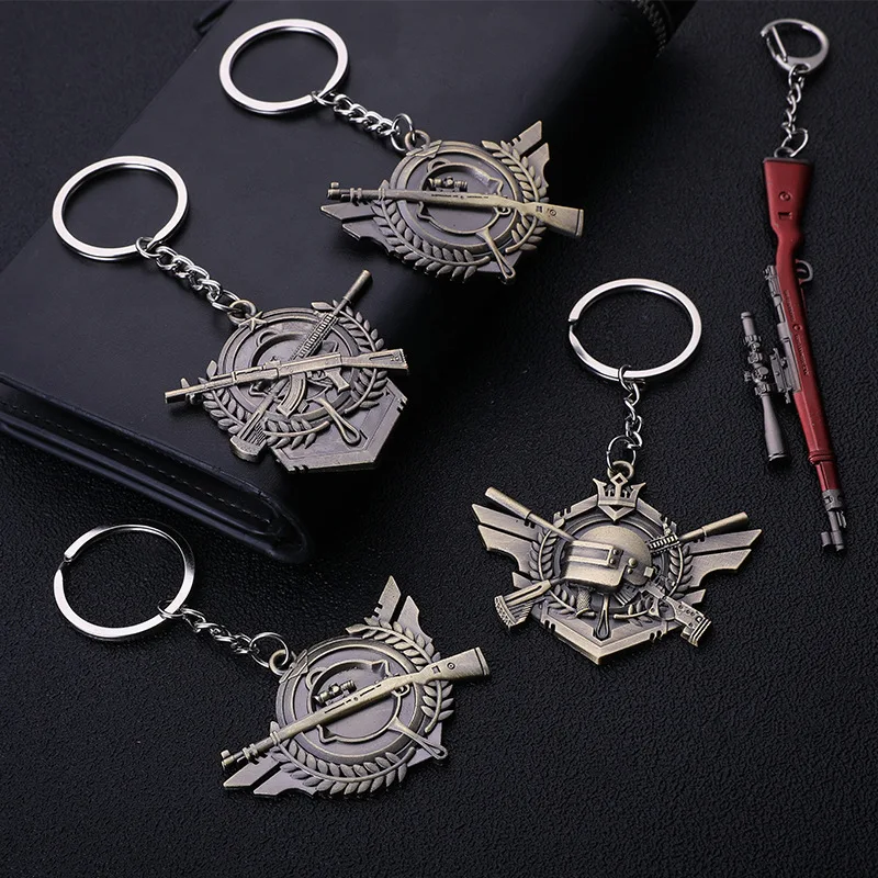 

Animation game key chain 98K weapon model medal luggage pendant car key chain fashion jewelry