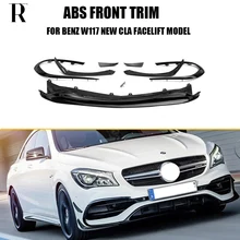 ABS черный Передний спойлер с боковым разветвителем Canards фартук для Benz W117 Cla200 CLA260 CLA45 AMG подтяжка лица