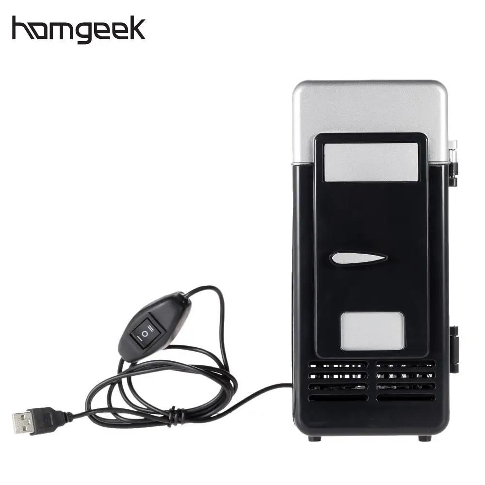 

Homgeek Mini USB Refrigerator USB Fridge Beverage Drink Cans Cooler and Warmer with LED Light for Home Office