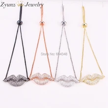 10 шт. микро Pave CZ цирконий для губ Шарм соединитель браслеты для женщин ювелирные изделия в 4 цветах