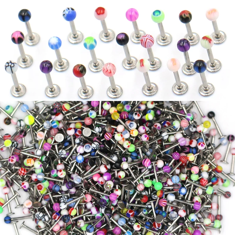 

5Pcs/lot 18G 3mm Ball Stainless Steel Acrylic Lip Bar Ear Studs Ring Nose Ring Lip Piercings Body Jewelry Piercing Free Ship