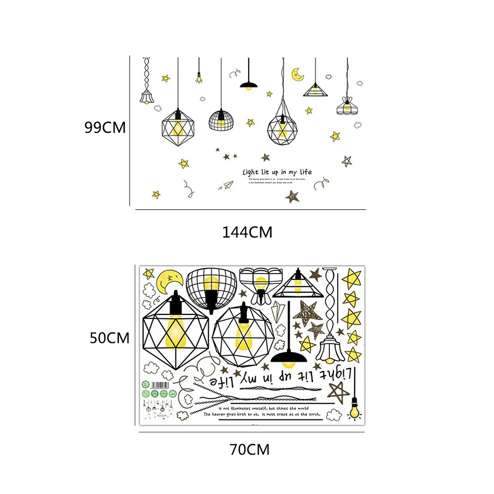 Hanging Lamp Wall Sticker Electric Light Vinyl Kitchen Dining Room Wall Stickers Decor Removable Decals Wallpaper Home Decor