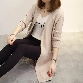 

Women casual long cardigan female Loose Oversized jackets knitted jumper 2019 warm autumn winter sweater cardigan for girls