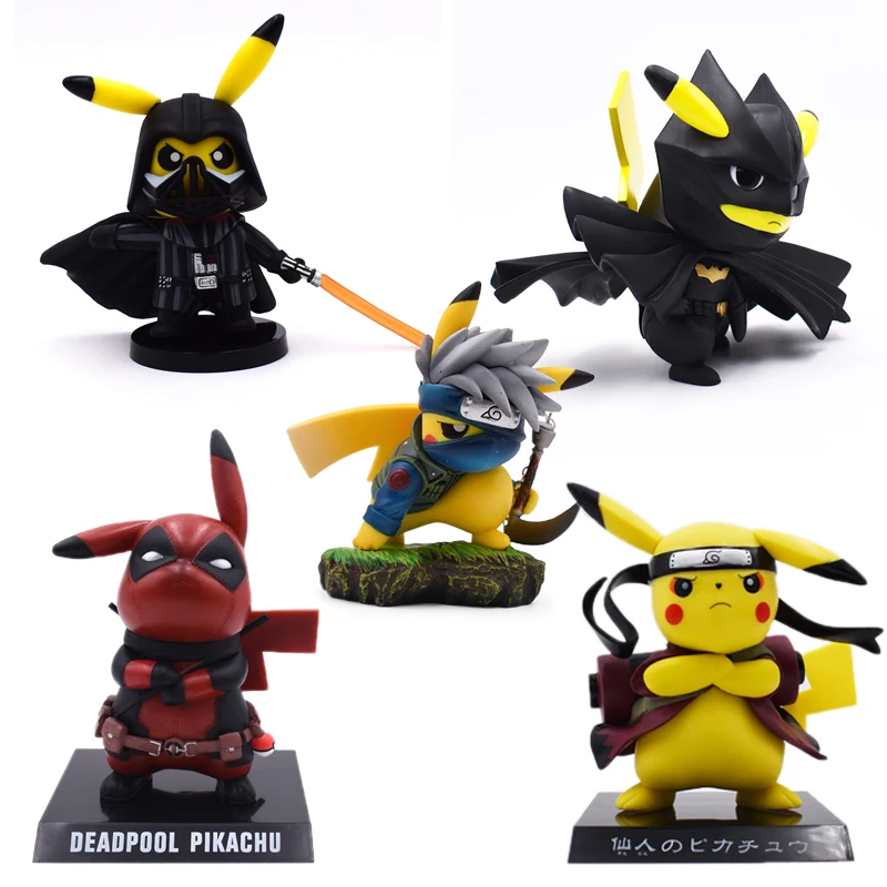 

5 Styles Anime Pikachu Cosplay Deadpool Batman Darth Vader Naruto Kakashi PVC Action Figure Doll Collection Model Christmas Toy