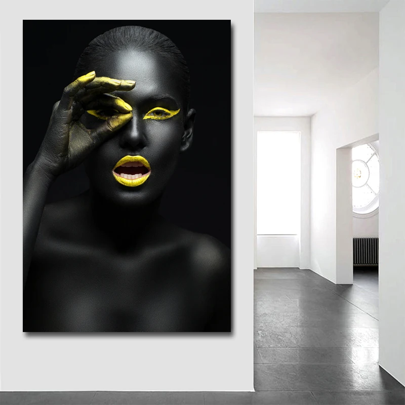 

Canvas Prints Painting Modern Black Woman Model Wall Art Poster And Prints Pictures Home Decoration For Living Room No Frame