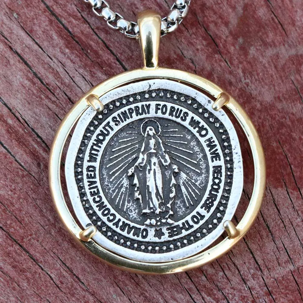 Мужское ожерелье Девы Марии, католическая чудесная медаль, кулон, религиозный подарок, Прямая поставка