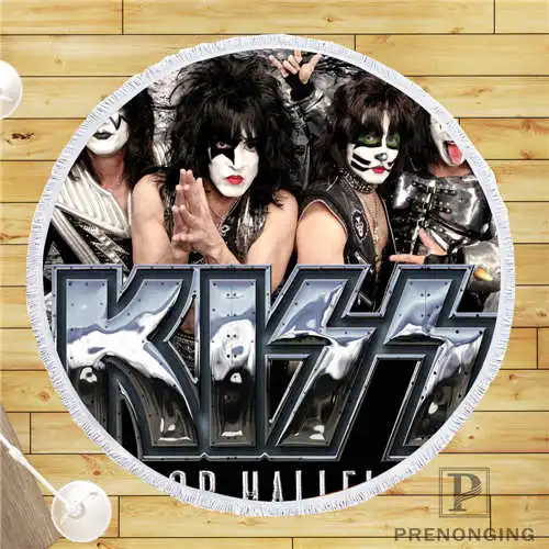 

Custom DIY Customized Microfiber Fabric kiss_band (1) Round Beach Blanket Towel Printed on Demand 150cm #19-01-28-3-62