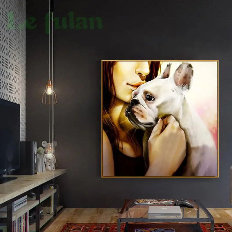 

Full Diamond Painting Beauty Love Bulldog Diy Round Diamond Embroidery Cartoon Dog Picture Mosaic Decoration For Home Hobby Gift