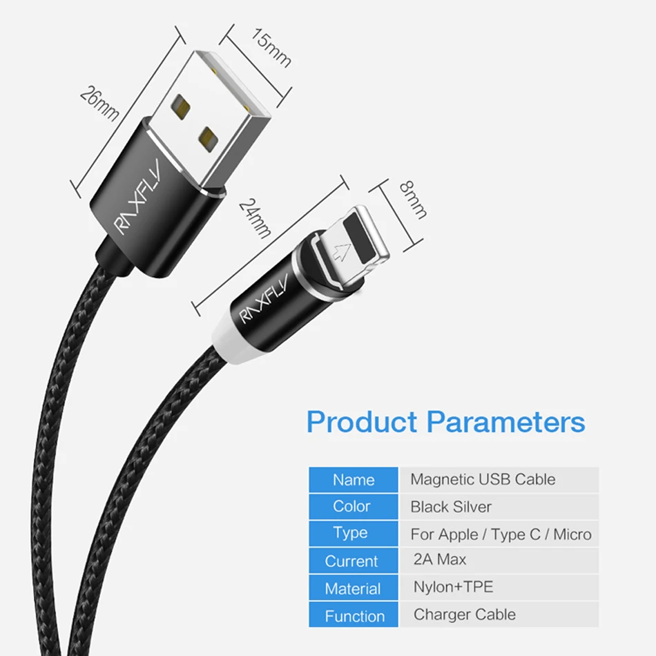 RAXFLY Магнитная USB Тип Кабеля C кабель Lightning магнит Зарядное устройство для iPhone XS Max XR samsung S9 Магнитная Micro зарядный провод USB магнитная зарядка магнитный кабель провод для зарядки usb провод