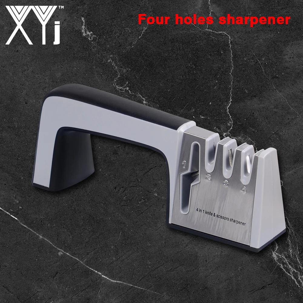 

XYj 4 In 1 Knife&Scissors Sharpener Diamond Coated & Fine Stone For Steel Blade Professional Kitchen Sharpening Knives Sharpener