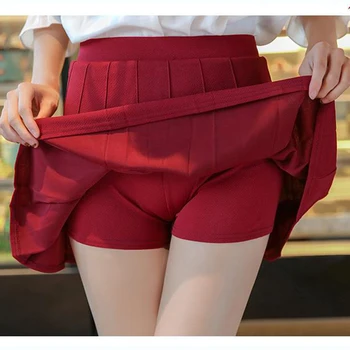 

High Waist Elastic Mini Linen Women Skirts A -Line Pleated Skirt Plus Size Harajuku Kawaii Cute School Skirts Uniform