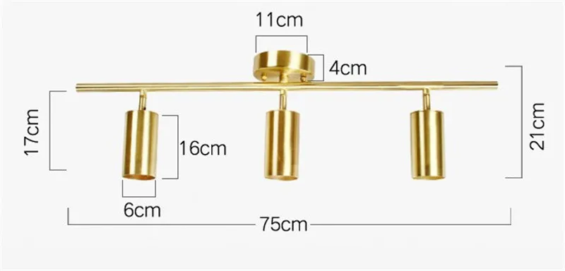 Роскошный латунный медный трек Точечный светильник s светодиодный потолочный светильник для гостиной настенный светильник Gu10 отслеживающий светильник комплект золотой лампы - Испускаемый цвет: see pic