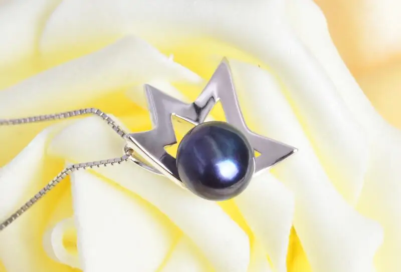ASHIQI пресноводный жемчуг 925 стерлингового серебра цепи ожерелья звезда кулон 8-9 мм натуральный пресноводный жемчуг ювелирные изделия для женщин