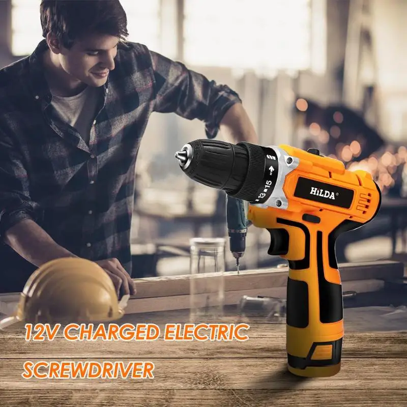 12V Cordless Electric Screwdriver Rechargeable Lithium Battery Strong Torque Drill Mini Hand Cordless Electric Drill Power Tool