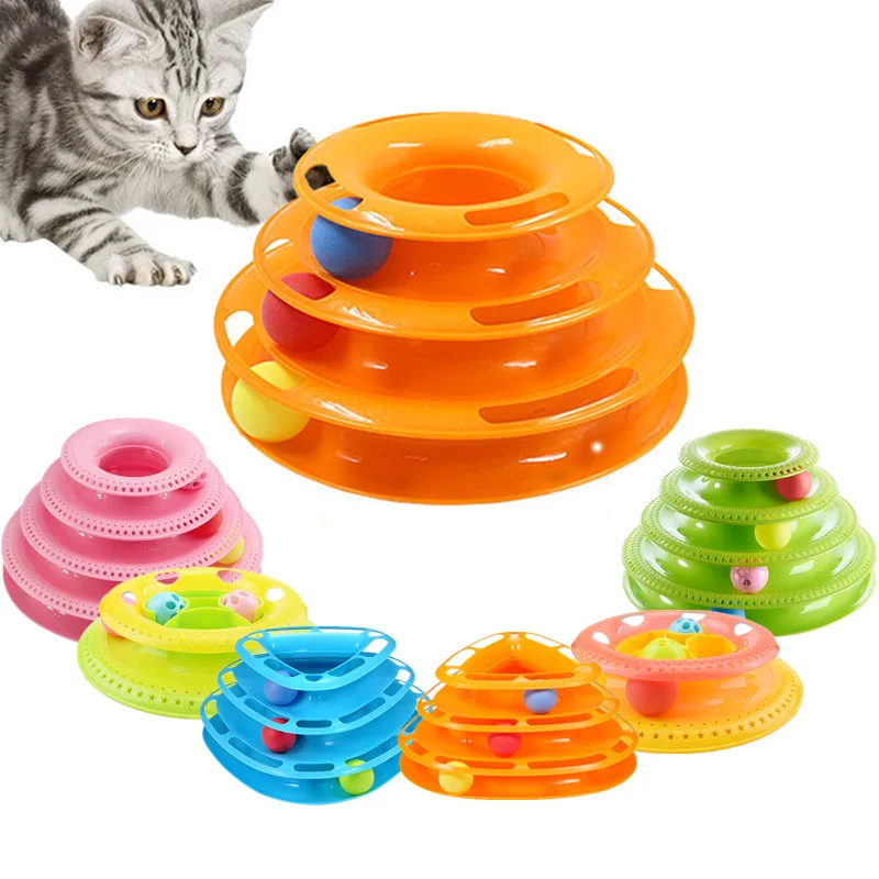 

Funny Cat Track Tower Ball Toy Disk Pet Interactive Amusement Plate Toys Cat Puppy Intelligence Training Game Play Dish For Cat
