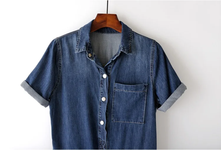 Femmes Bleu De Doux Lâche Siamois Printemps Mince Manches Salopette Demin Large D'été Pantalon Courtes Jambe Jeans Coréenne Femme rrTSwB