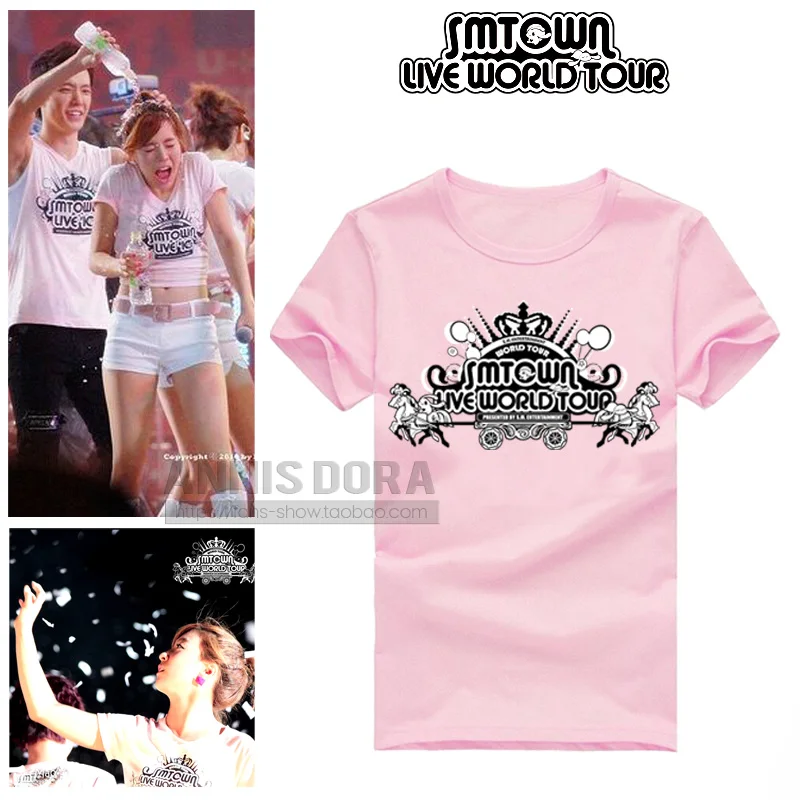 KPOP SM City LIVE WORLD TOUR 2012 футболка с короткими рукавами в том же стиле для девочек супер