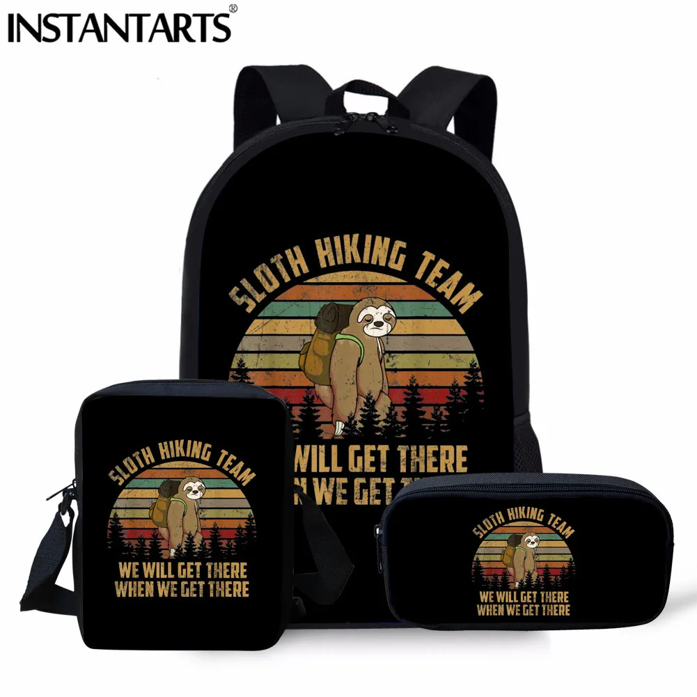 

INSTANTART Cute Cartoon Sloth Children Mochila Backpack 3pcs Set Youth Girl Boy Satchel Large Laptop Daily Rucksack Bookbags Kid