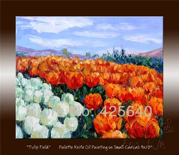

Tulip Field Palette knife Oil Painting on canvas hight Quality Hand-painted Painting wall pictures for living room home decor