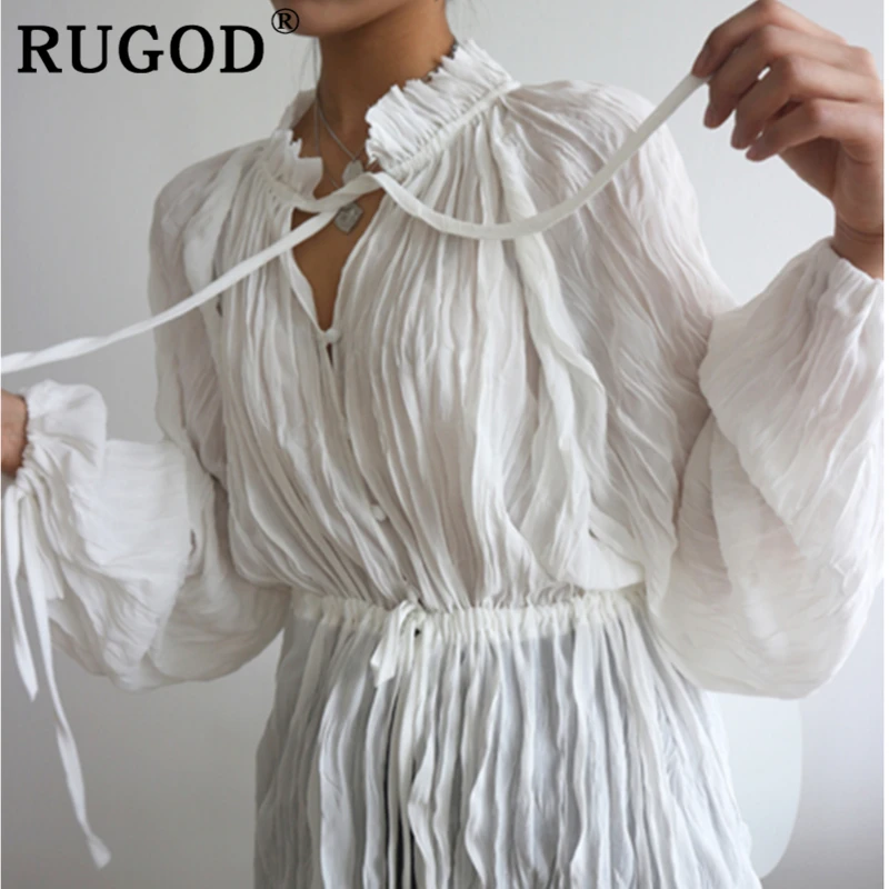 RUGOD عارضة المرأة الأبيض بلوزة مكتب السيدات الدانتيل يصل طويل نمط قمصان صيفية 2019 الصيف قمم و blouseschemisier فام RUGOD عارضة المرأة الأبيض بلوزة مكتب السيدات الدانتيل يصل طويل نمط قمصان صيفية 2019 الصيف قمم و blouseschemisier فام