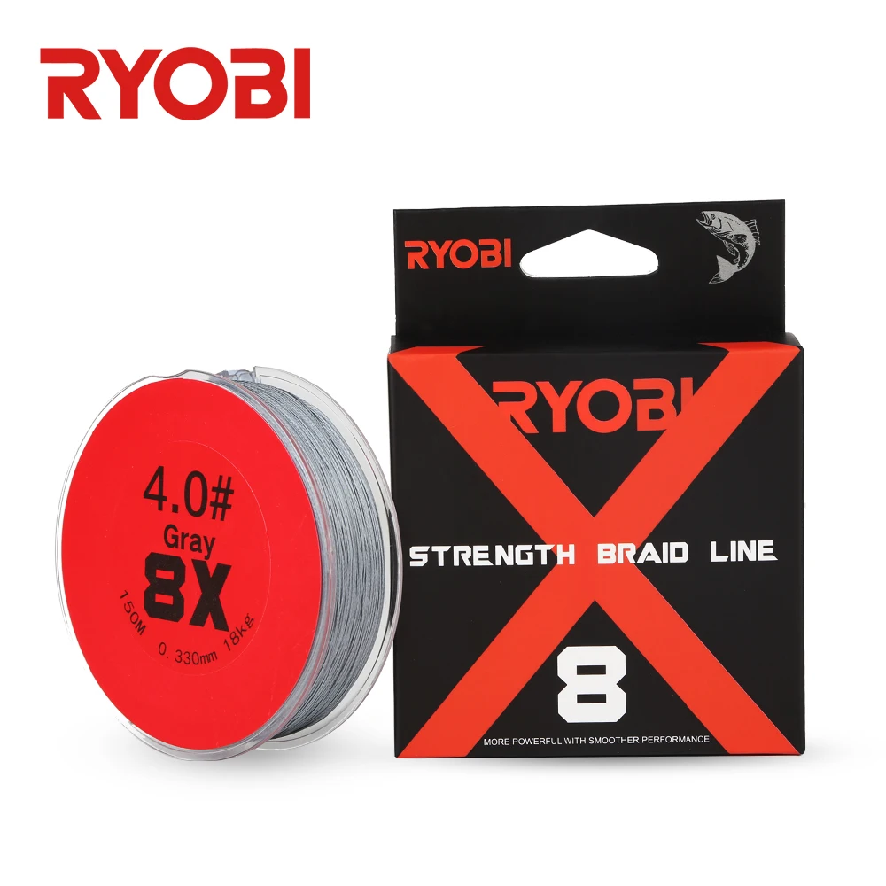 RYOBI 150m 8X Carrier Braid Smooth Strong Braid Wire Carp Freshwater Drag up to 70LB 165yds Braided PE Saltwater Fishing Lines