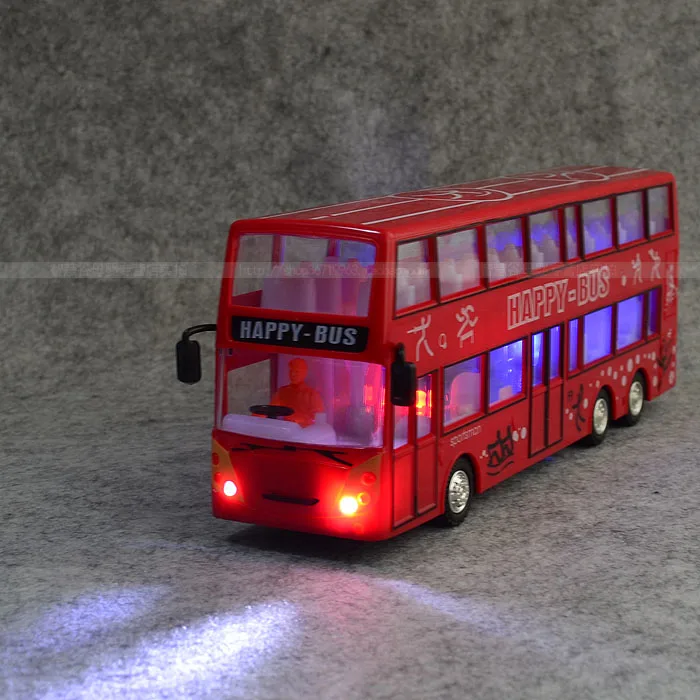 Free shipping Electric bus toy double layer big bus voice bus model toy ...