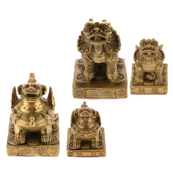 

Chinese Copper FengShui Brass Wealth Fortune Animal Pixiu Brave Troops Beast Lucky Figurine Statue