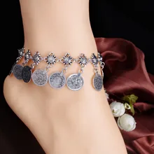 Женские ножные браслеты с подвесками в форме монет винтажные браслеты на ногу Серебряные ножные браслеты с цепочкой ювелирные изделия босиком летние ноги ювелирный браслет Шевроле