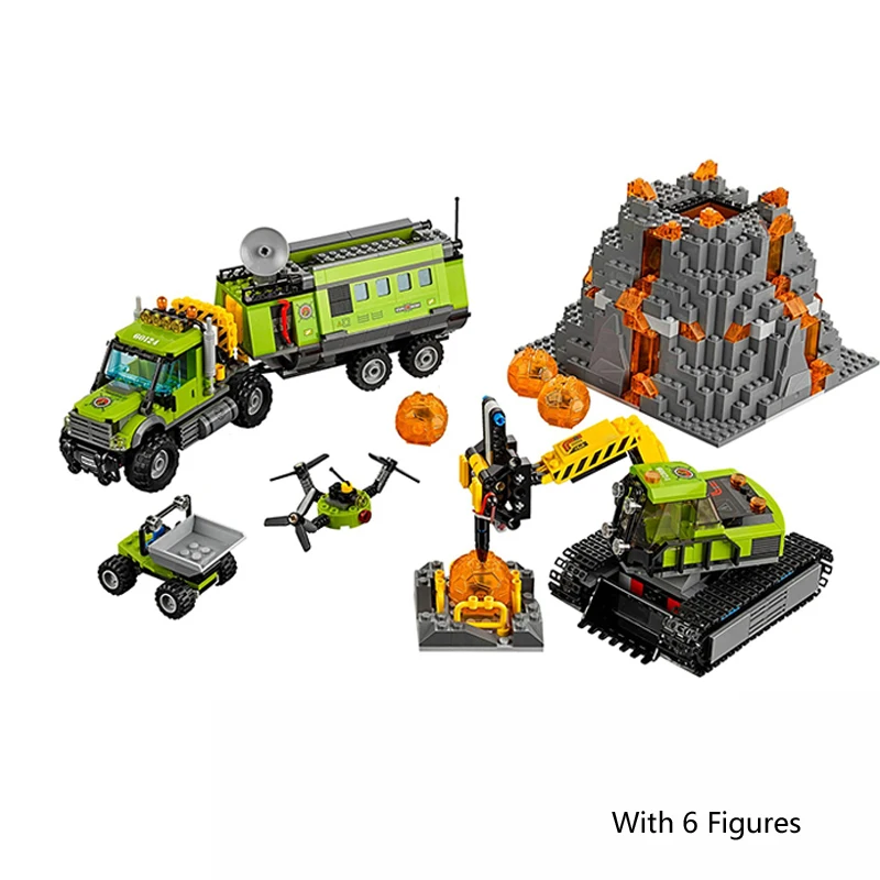 Lepin-02005-City-Series-The-Volcano-Exploration-Base-Truck-60124-Building-Blocks-Brick-Educational-Toys-For