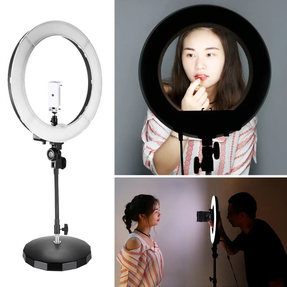  Neewer 14-inch Outer Dimmable SMD LED Ring Light with Flexible Tube ArmWeighted Metal BaseBall Head