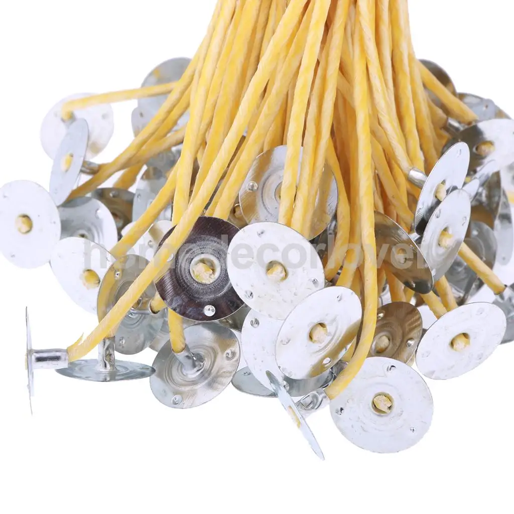 50/100pcs Beeswax Candle Wicks Pre Waxed with Sustainers for Candle Making Crafts 20cm 