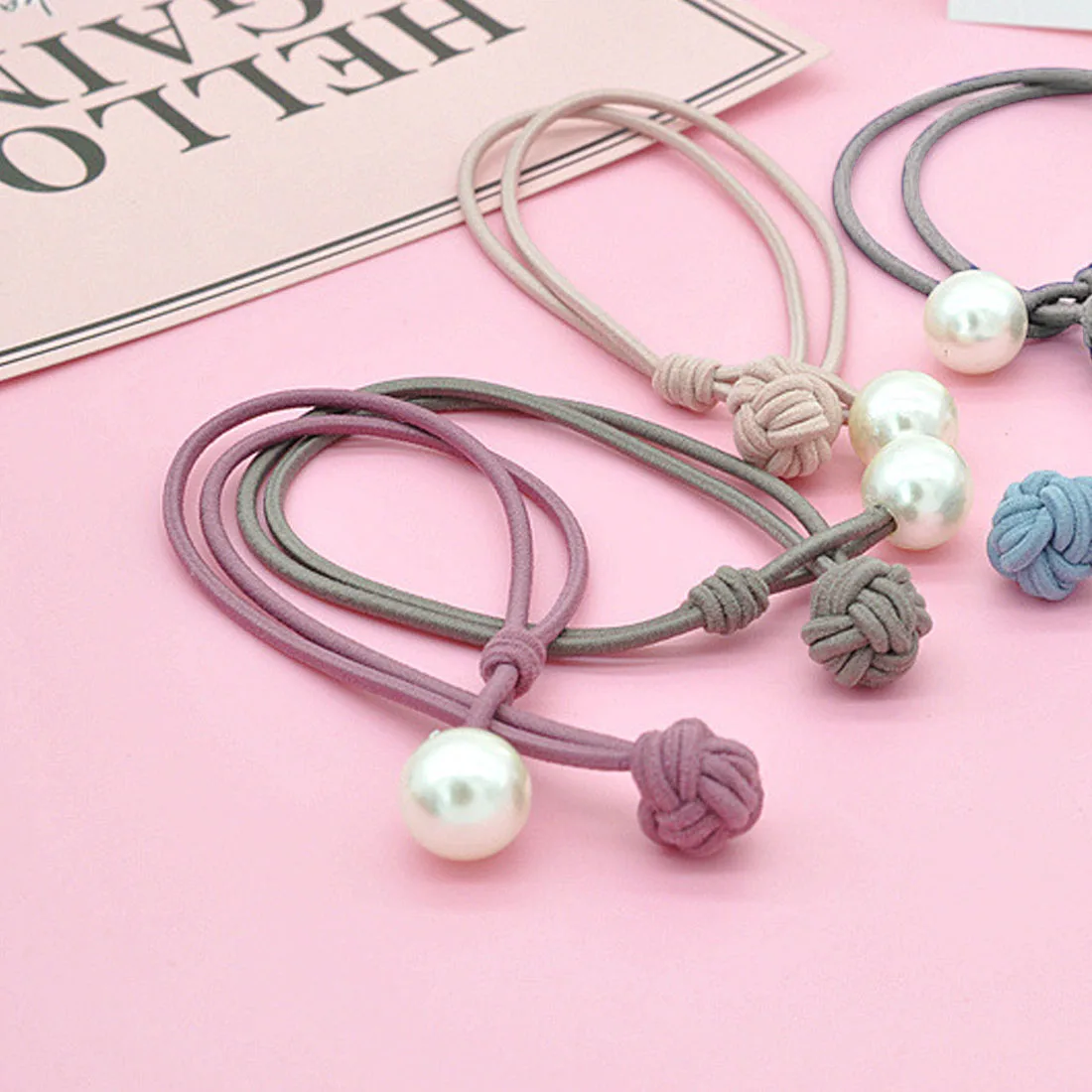 

Comfortable Women Hair Accessory Ladies Elastic Hair Rubber Bands Hairband Luxury Pearl Pendent Tie Gum Ponytail Holder Ornament