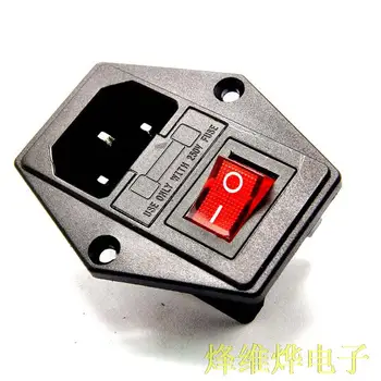 

Free shipping AC-01 AC power socket switch with fuse with ear 15A/250V with light