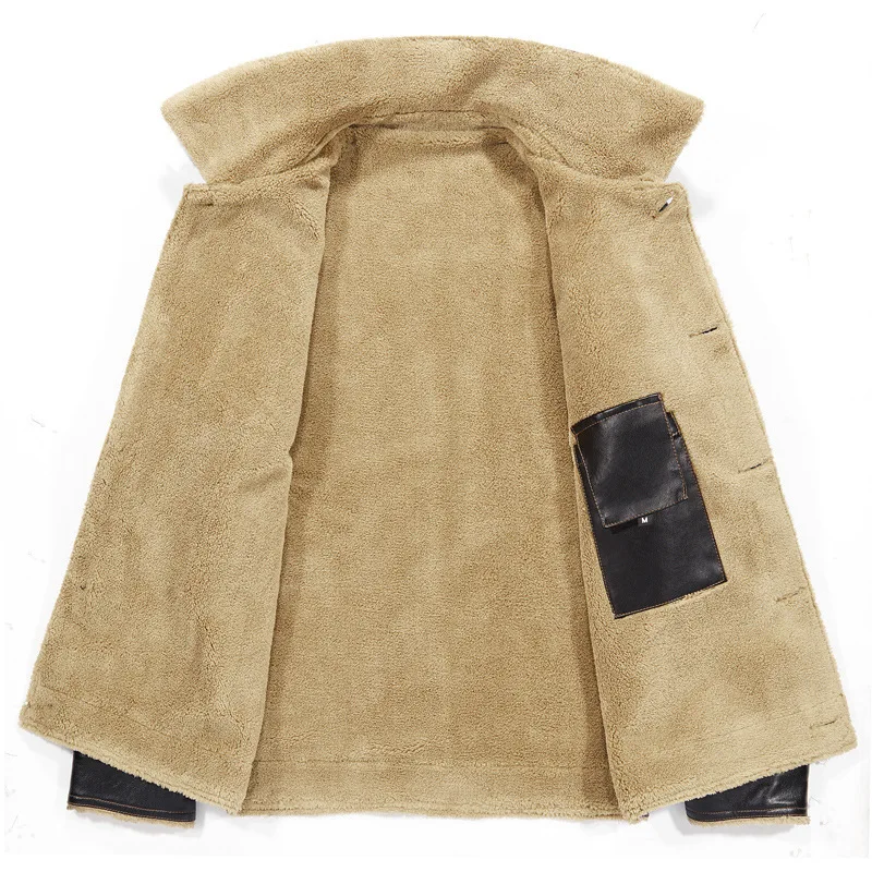 2018 Winter Men's Leather Jacket Thich Clothing Fashionable Black Sheepskin Coat And Wool Collar Overcoat 2018 Winter Men's Leather Jacket Thich Clothing Fashionable Black Sheepskin Coat And Wool Collar Overcoat