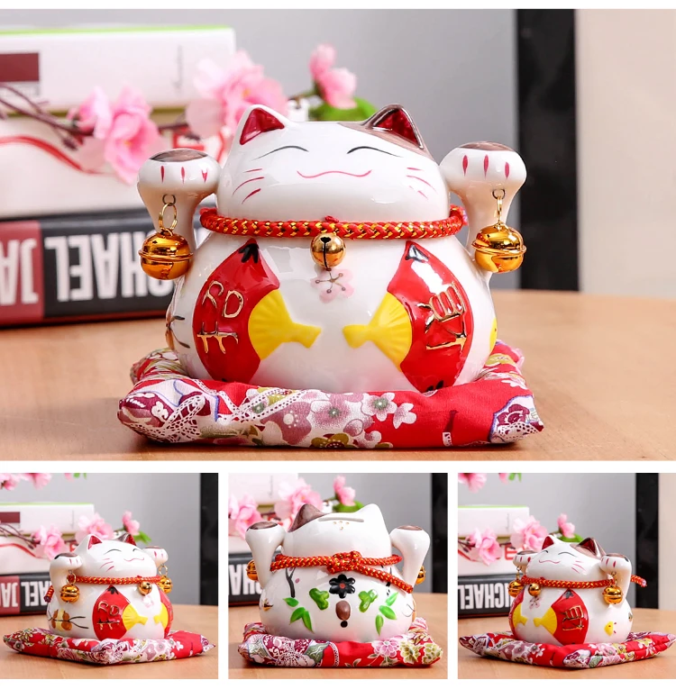 4,5 дюймовая керамическая копилка Maneki Neko Lucky Cat домашний декор фарфоровые декоративные украшения Рождественский подарок Удача кошка копилка ремесло